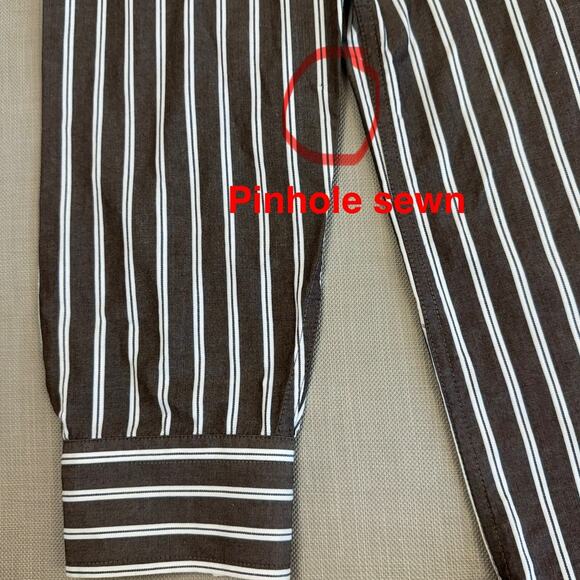 Duck Head Striped Long Sleeve Button Up Shirt Athletic Fit Mens XXL Brown White - Picture 11 of 11